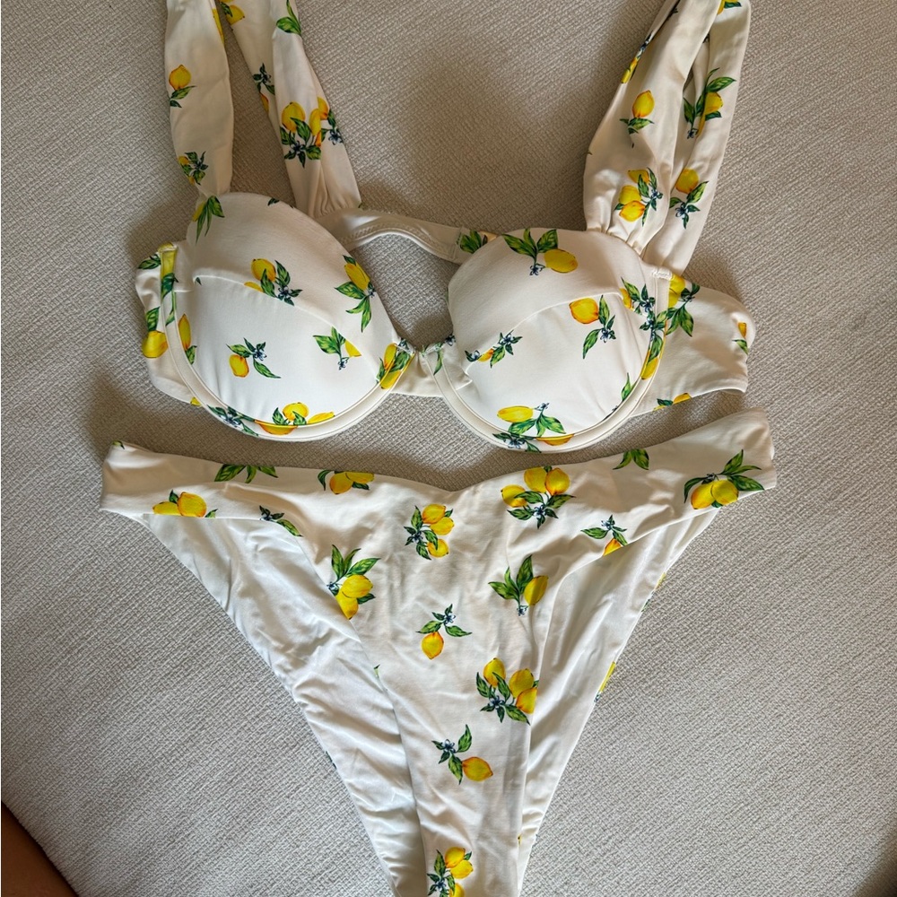 WeWoreWhat White Lemon Bikini Set